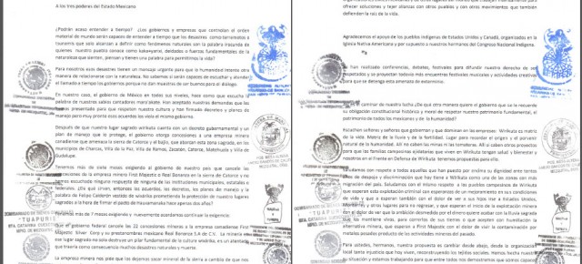 Declaration of the Wixárika Regional Council for the Defense of Wirikuta